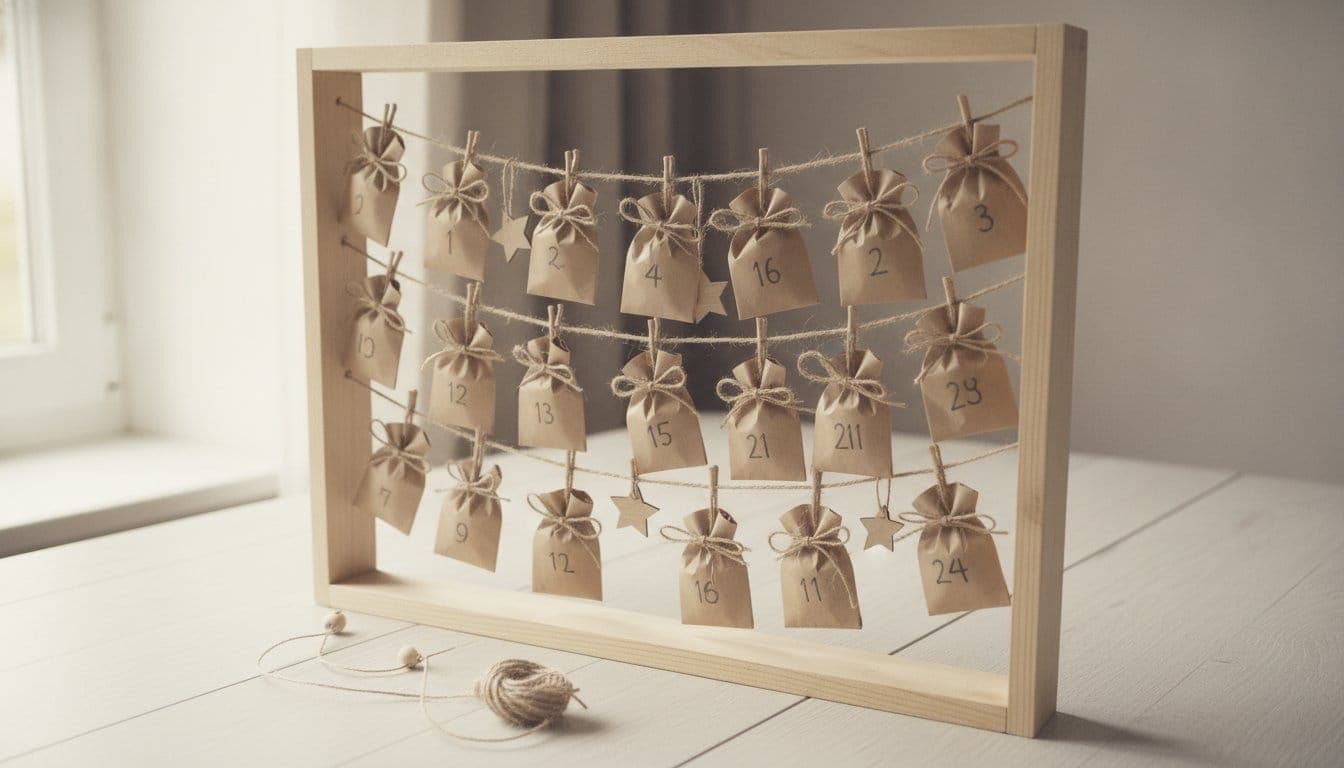 Calendrier de l'avent en bois à remplir avec des sachets numérotés