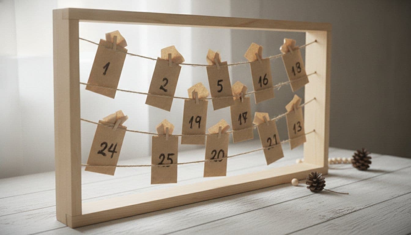 Calendrier de l'avent en bois à remplir avec des sachets numérotés