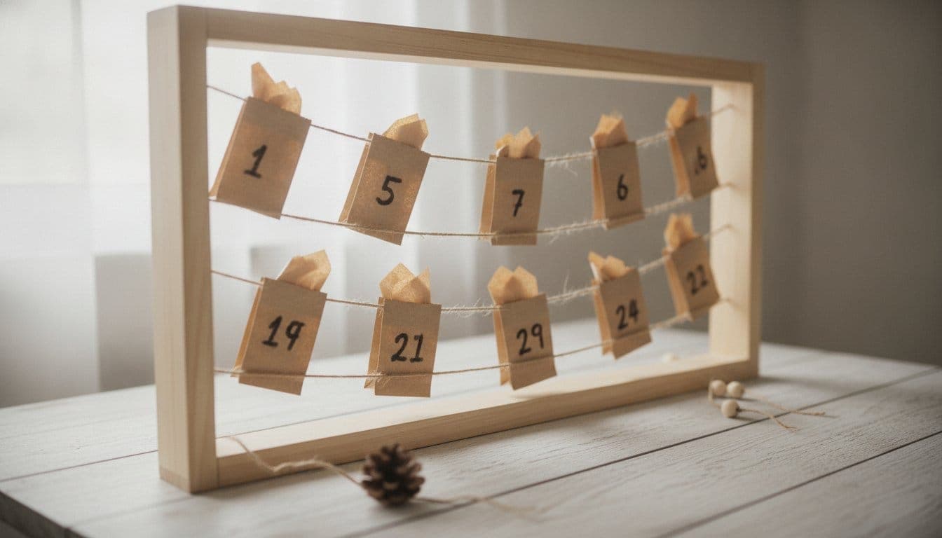Calendrier de l'avent en bois à remplir avec des sachets numérotés
